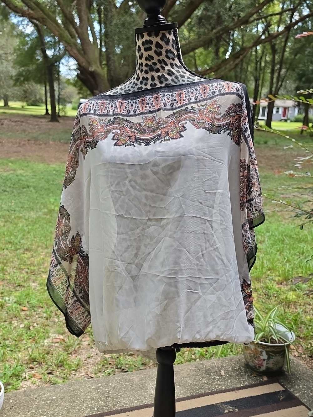 Maurices White Sheer Paisley-Trim Romantic Top